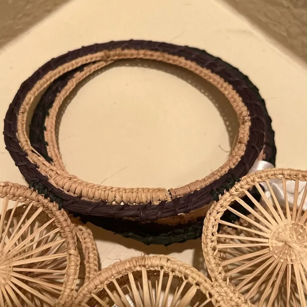Guadalupe Alamo Basket Bag Neutral Tan Open Weave Artsy Coastal Boho Unique NWT